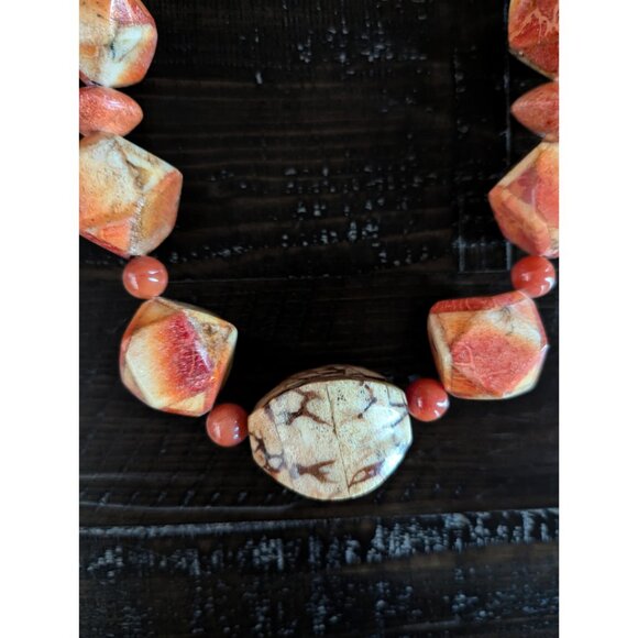 Retro Chunky Beaded Necklace Toggle Clasp Party Statement Glam - Picture 5 of 8